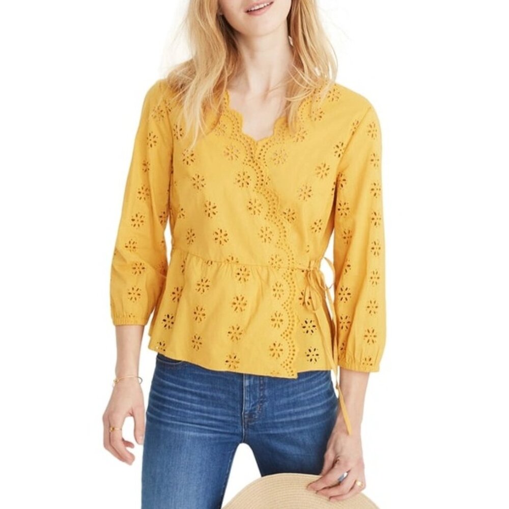 Madewell Yellow Eyelet Blouse